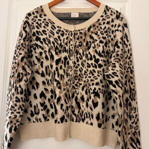 Cropped Leopard Print Cardigan